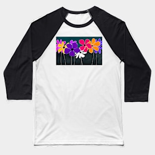 Colorful Flower Art Baseball T-Shirt